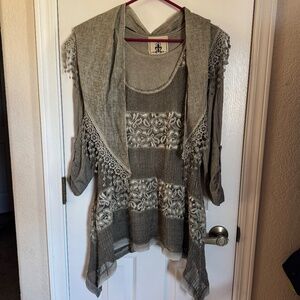 Fleur de Lis top beige Sz xl